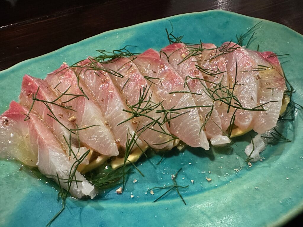 カンパチのカルパッチョ - 北谷　イタリアン　ディナー　前菜