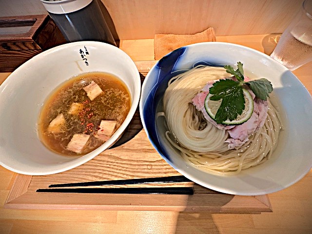うるま市 らぁ麵あかつき 昆布水つけ麵